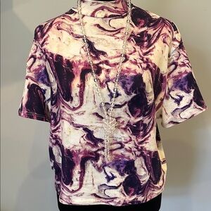 Marble Print Women's Top purple & white